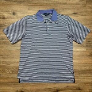 polo golf ralph lauren blue white black striped polo shirt